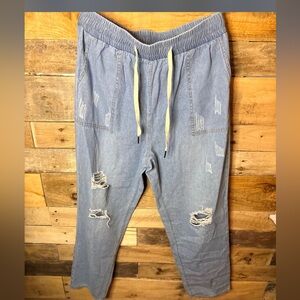 Entro-Distressed Light Blue Jogger Pants